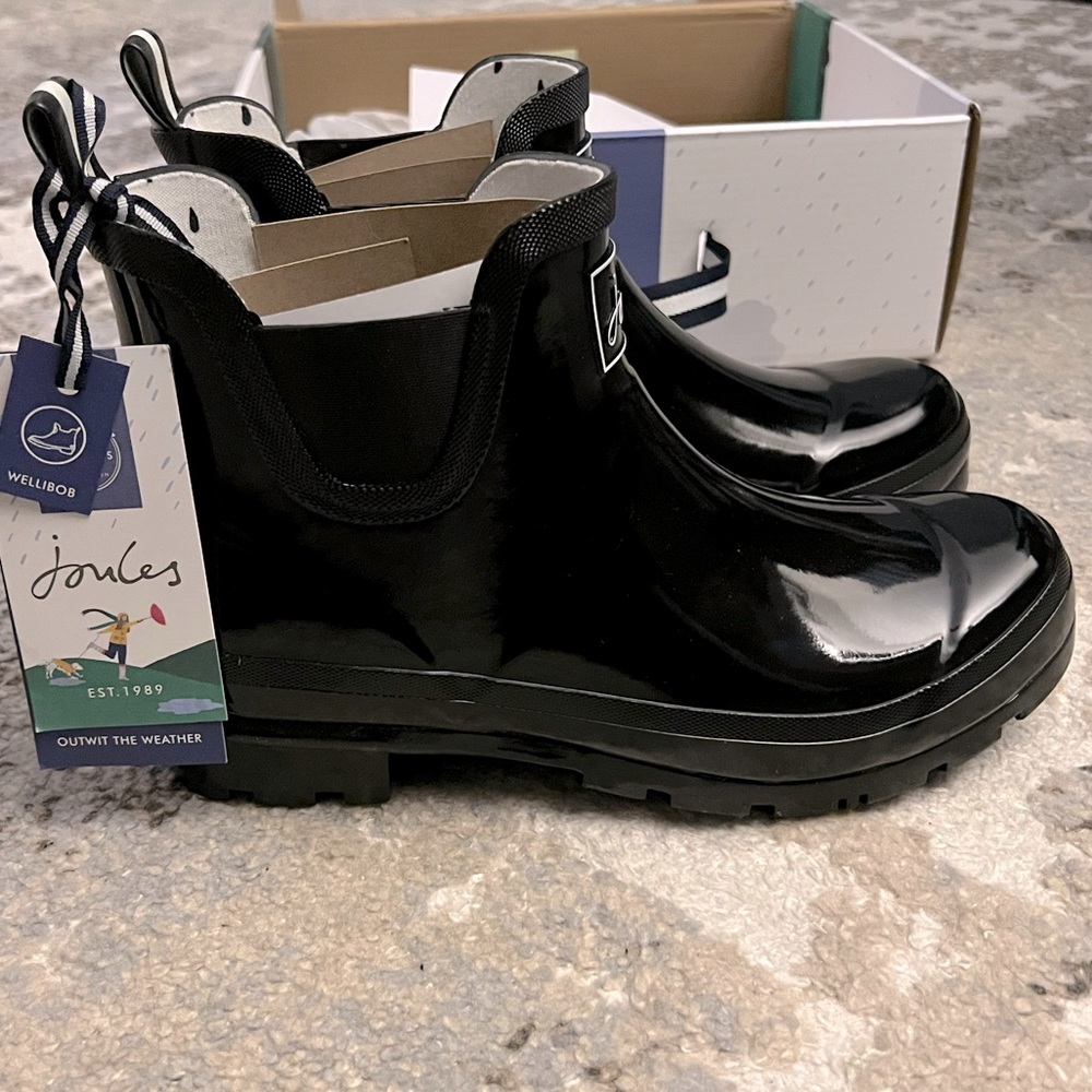Joules Size 9 Black Rain Boots Brand New with Tags and Box
